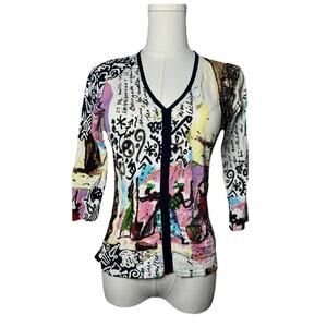 Vintage Alberto Makali Womens Y2K Whimsigoth V-Neck Top Size M Artsy Fairy